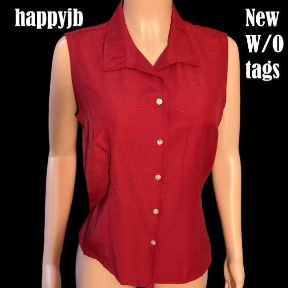 NWOT Vintage Laura Scott Sleeveless Collared Top Blouse Size 14 - Picture 2 of 8